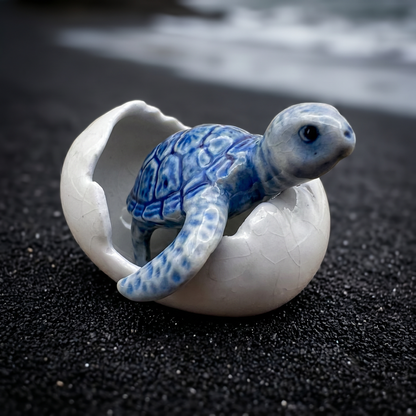 🐢 Newborn Journey: Handcrafted Ceramic Baby Sea Turtle Figurines
