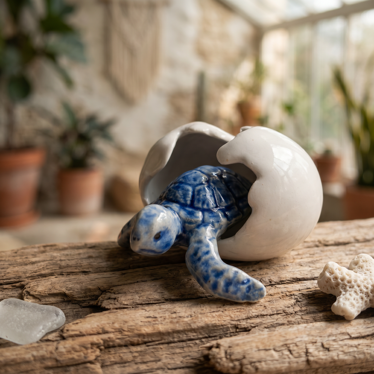 🐢 Newborn Journey: Handcrafted Ceramic Baby Sea Turtle Figurines