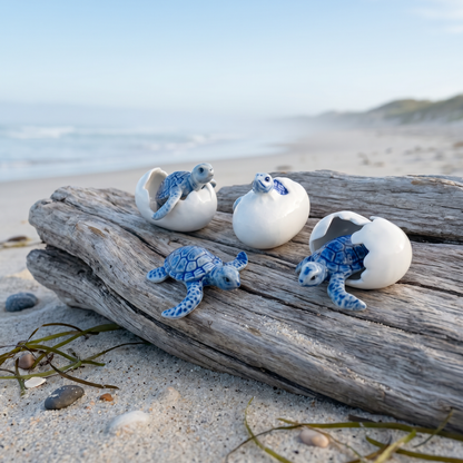 🐢 Newborn Journey: Handcrafted Ceramic Baby Sea Turtle Figurines