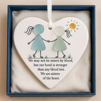 Heart-Shaped Sisters Sea Glass Ornament