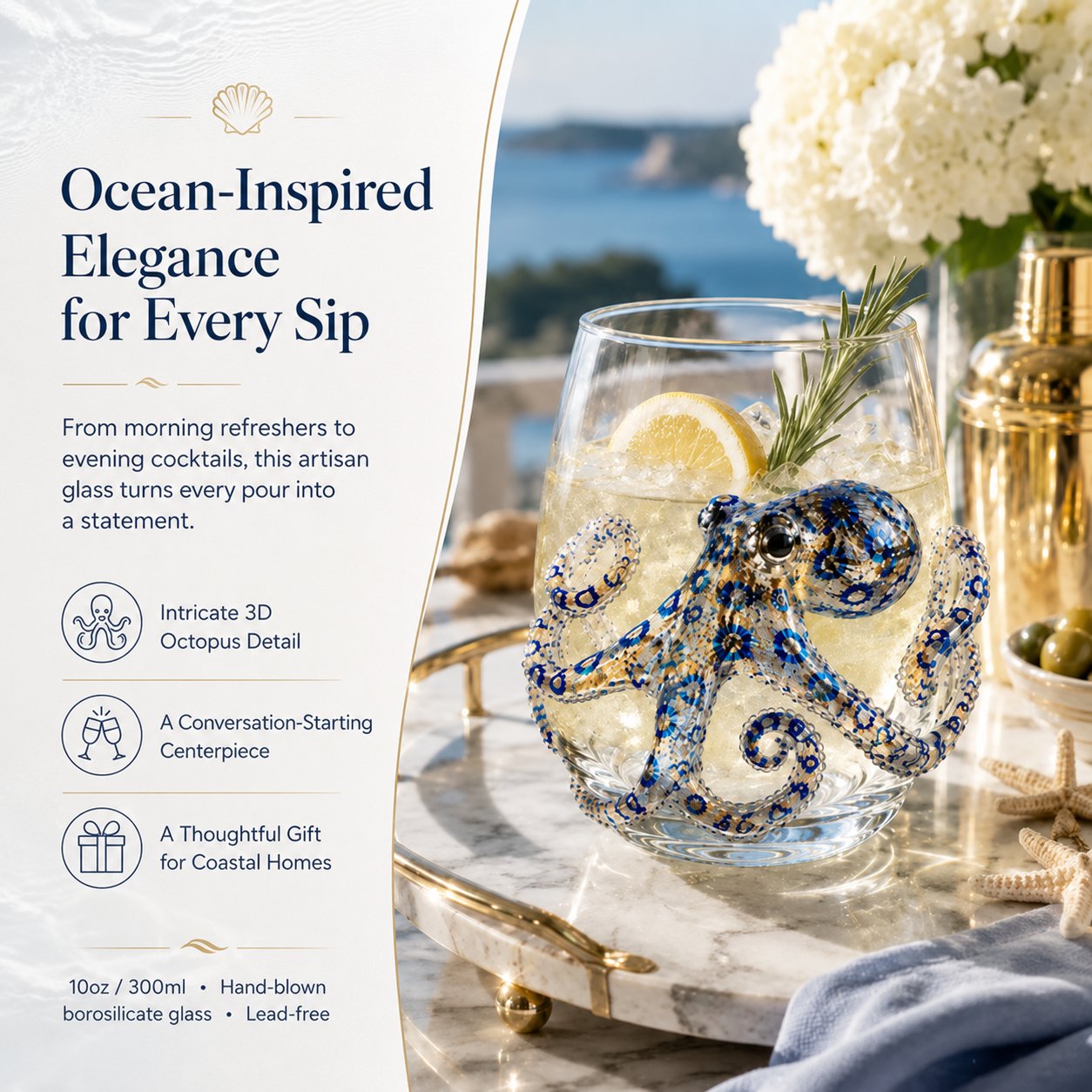 🎁🎁The Perfect Beach House Gift 🌊3D Ocean Animal Artisan Glassware Collection