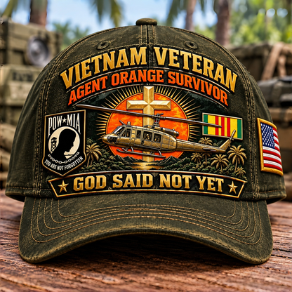 🇺🇸 Last Day Promo: 49% OFF✝️Vietnam Veteran Agent Orange Survivor God Said Not Yet Baseball Cap🎖️