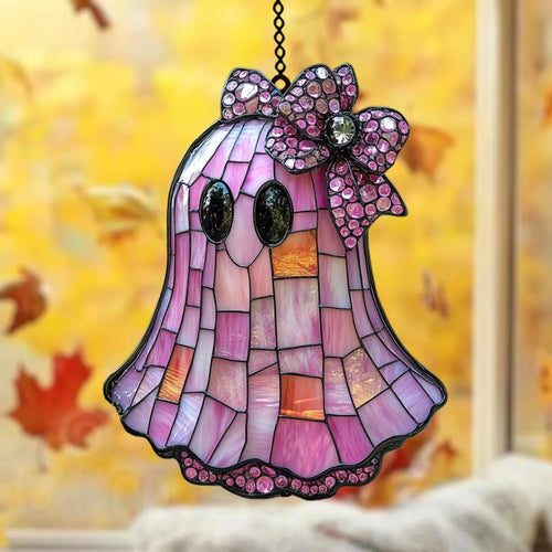 Coquette Pink Ghost Acrylic Suncatcher