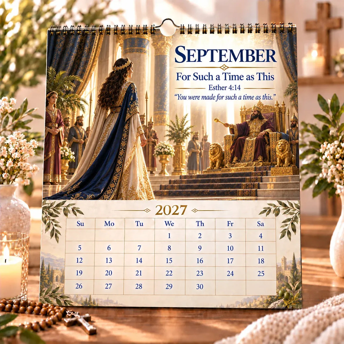 ✝️ 2027 Bible Verses for Strength Wall Calendar | 12 Months of Scripture-Inspired Themes, Biblical Artwork & Daily Faith for Home, Office & Prayer Spaces 📖