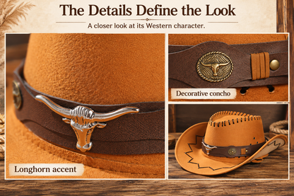 🤠 Longhorn Western Cowboy Hat – For the Spirit That Follows Its Own Trail