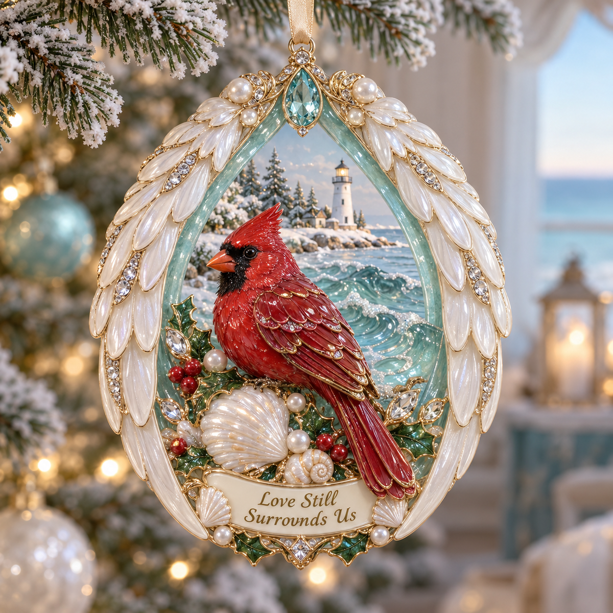 🎅🎅 2026 Christmas Gift 50% Off--Forever Treasured –  Coastal Cardinal Christmas Memorial Ornament Set