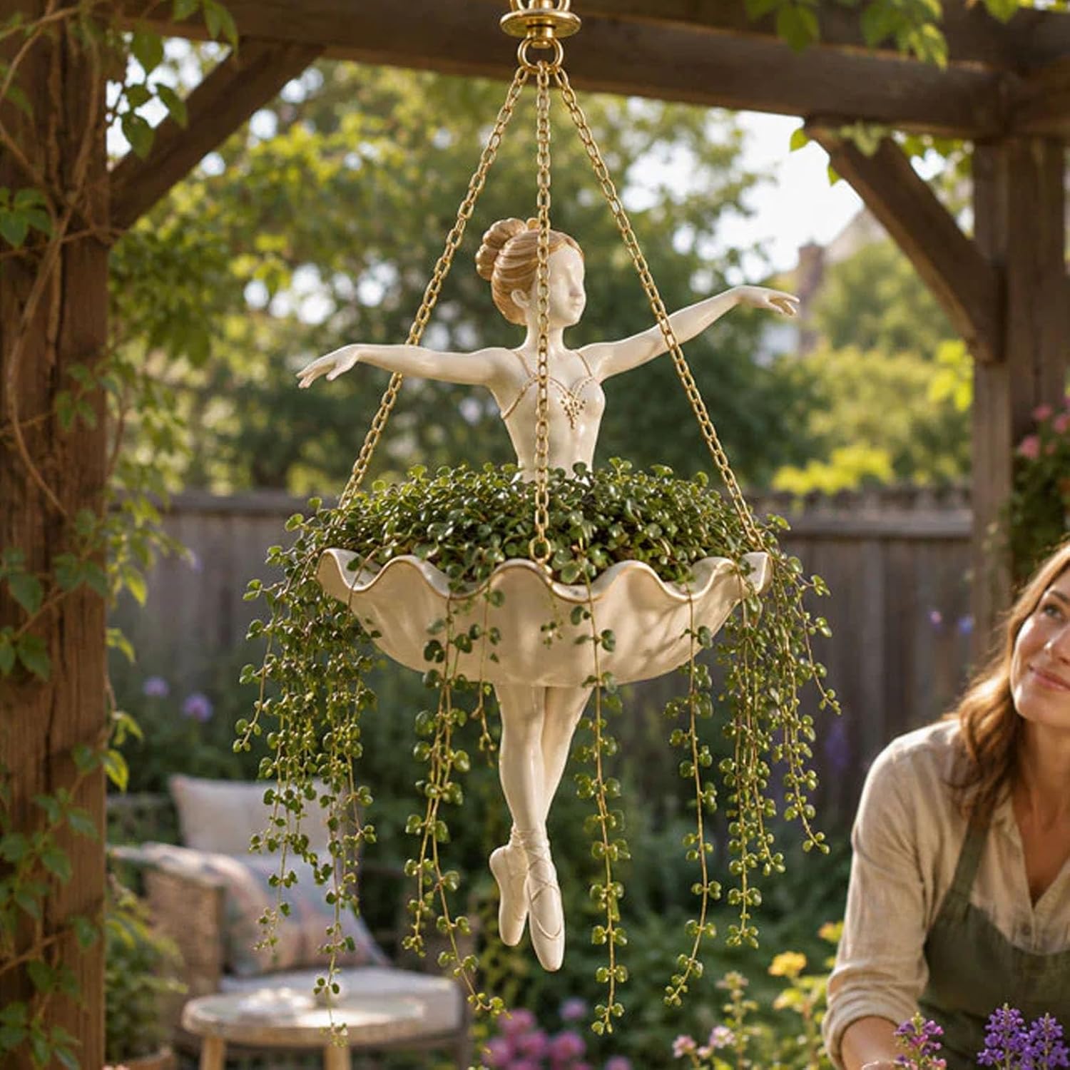 🌿🌿Ballet Dancer Hanging Planter – Graceful Artistry, Living Greenery 🩰🌿