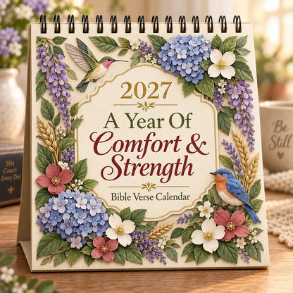 ✝️✝️ 3D Christian Calendar 2027 | 12 Scripture Designs with Nature Scenes, Birds & Flowers for Faith-Filled Homes & Meaningful Gifts 🎁