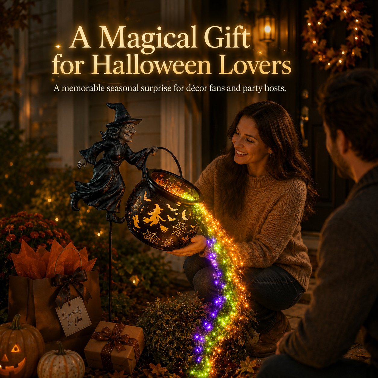 🧙‍♀️🧙‍♀️Halloween Witch Cauldron Garden Light