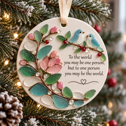 🐦 Love Birds Friendship Sea Glass Ornament 💙 Handcrafted with Dedication