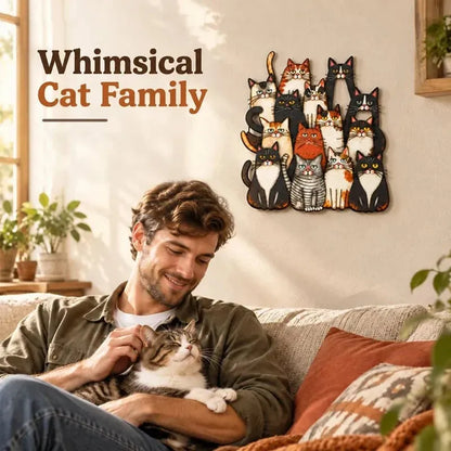 ⏰LAST DAY 50% OFF - 😻🐾Whimsical Cat Family Metal Wall Art