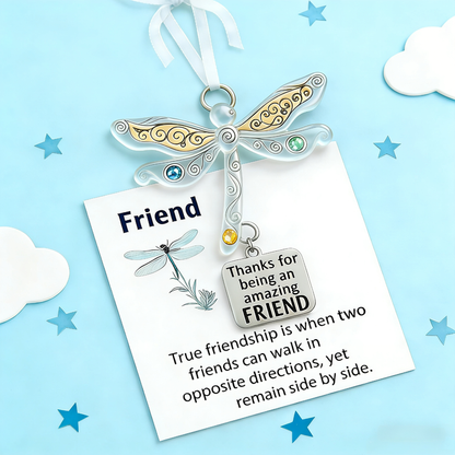 Friendship Dragonfly Ornament With Sentimental Quote -🌟 Gift for Best Friends