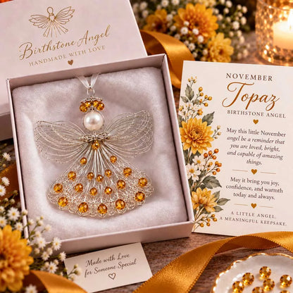 ⏳ ⏳Last Day 50% OFF – 👼Handmade Birthstone Angel Wire Ornament |12 Meaningful Birthstone Colors with Keepsake Card ✨