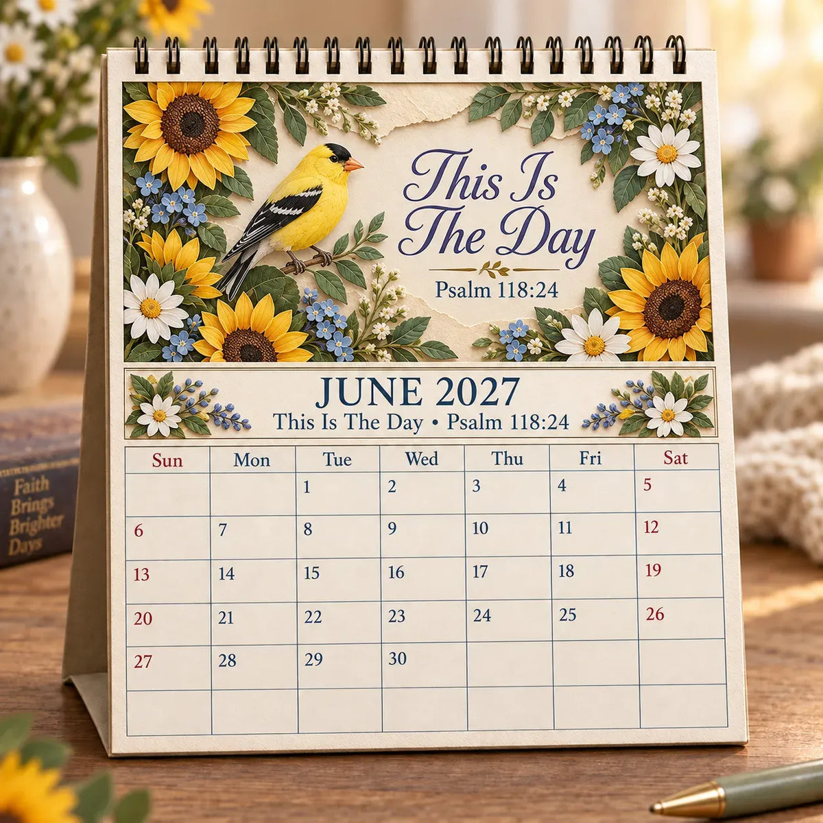 ✝️✝️ 3D Christian Calendar 2027 | 12 Scripture Designs with Nature Scenes, Birds & Flowers for Faith-Filled Homes & Meaningful Gifts 🎁