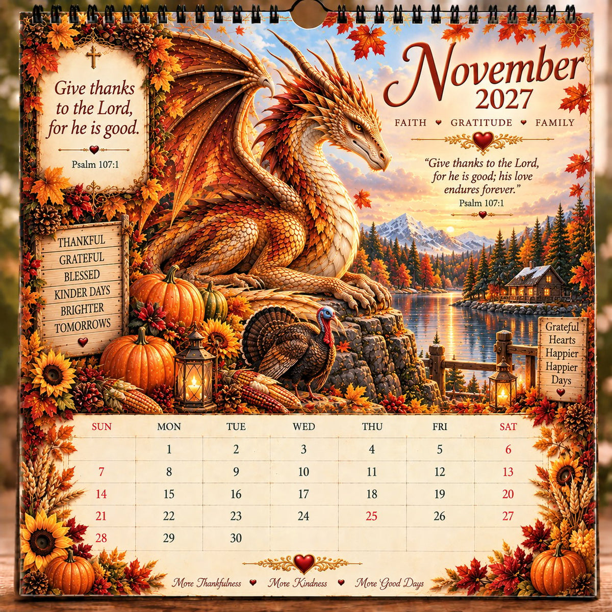 🔥🔥LAST DAY 50% OFF - 🐉📖2027 Dragon Seasons of Faith Calendar – 12 Fantasy Dragons, Scripture & Seasonal Christian Art