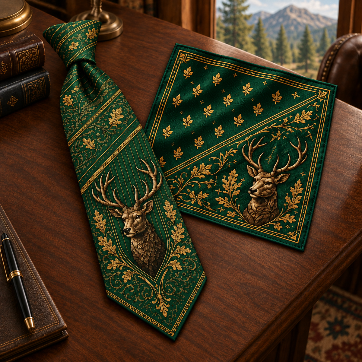 Personalized American Heritage Standard Self-Tie Necktie & Pocket Square Set 🇺🇸🦅