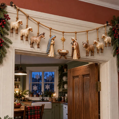 🌹✝️🎄Handcrafted Wooden Nativity Garland(📦Buy 2 Free Shipping)