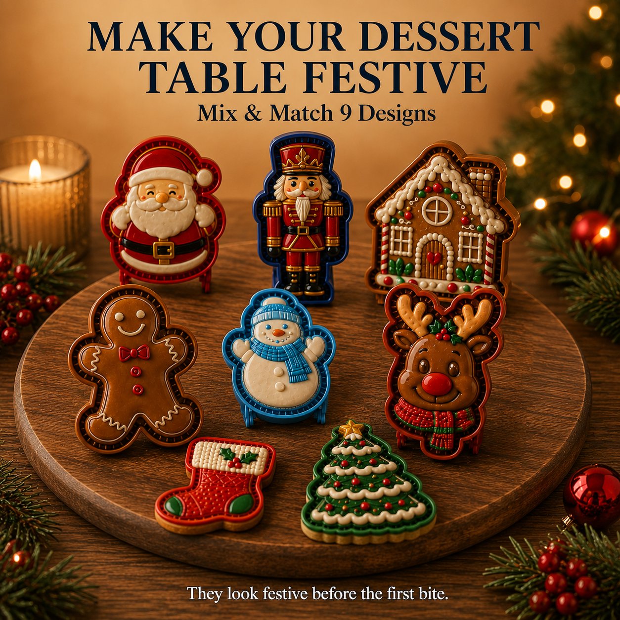 ⏳ Last Day49% OFF – 🎄 9-Design Christmas Mini Pie Mold Collection | Reusable Embossed Molds for Shaping Detailed Santa, Snowman, Reindeer, Tree & Holiday Pies 🥧✨