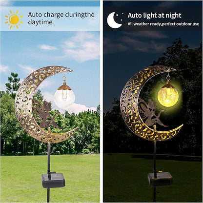 🔥Limited-time 50% discount🌙Fairy on Moon Solar Garden Stake Lights, Crackle Glass LED Outdoor Decor (3 Styles)