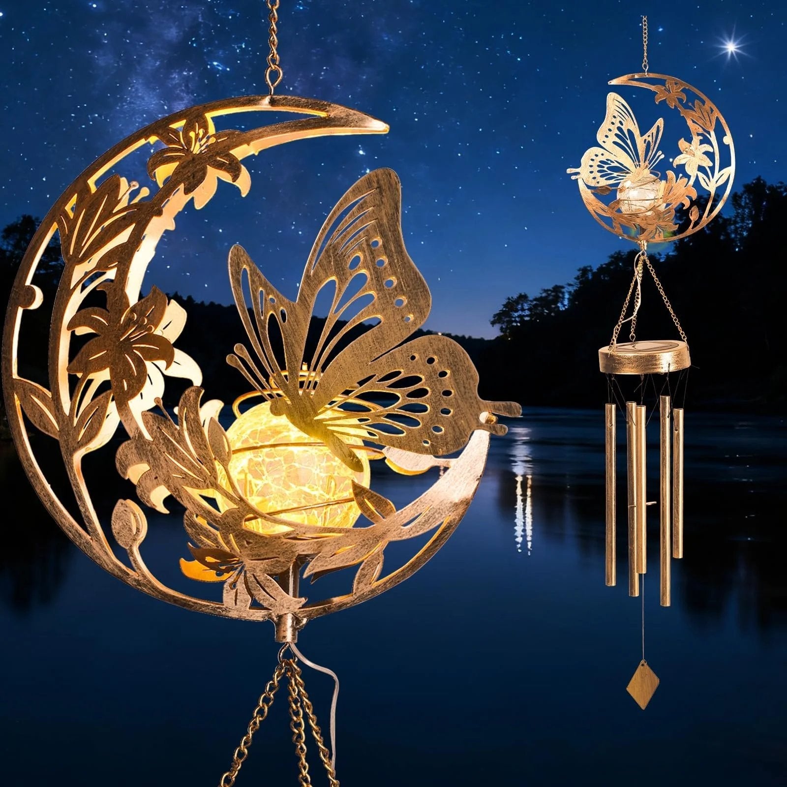 🌙🌙✨ Moon Courtyard Solar Wind Chime