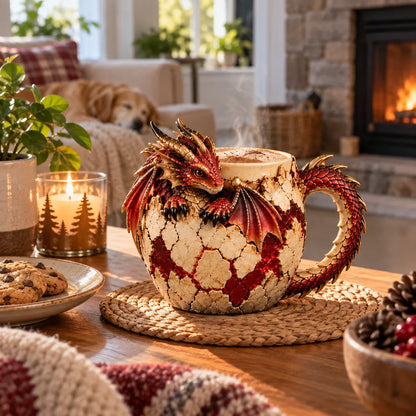 ⏳ Last Day 50% OFF – 🐉 Dragonbound RealmsTM Sculpted Dragon Mug Collection | 6 Fantasy Realm Designs with Raised 3D Dragon Details ☕