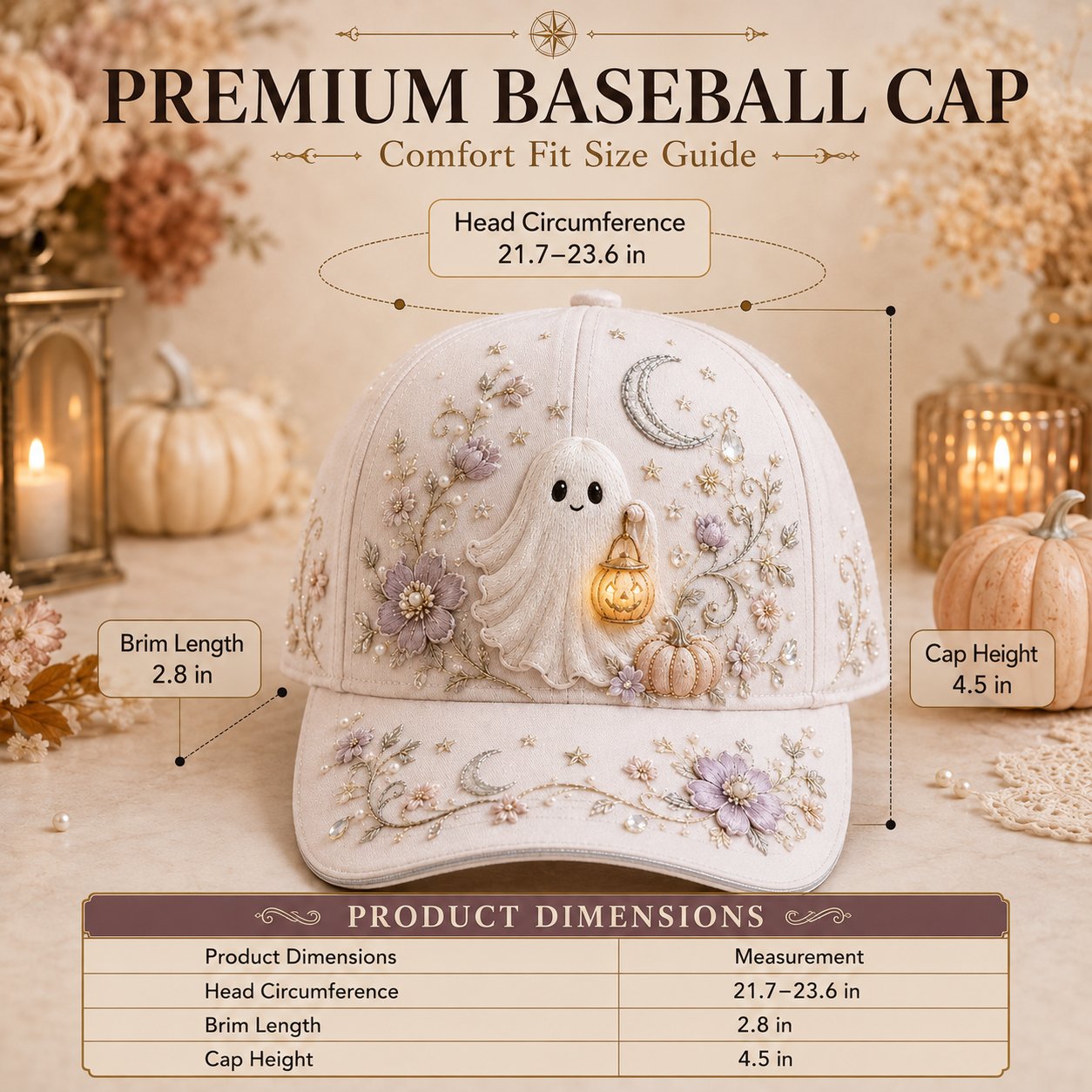 🎃 🎃 3D Halloween Embroidery Cap | Spooky Cute Adjustable Hat for Fall Outfits, Daily Styling & Halloween Parties
