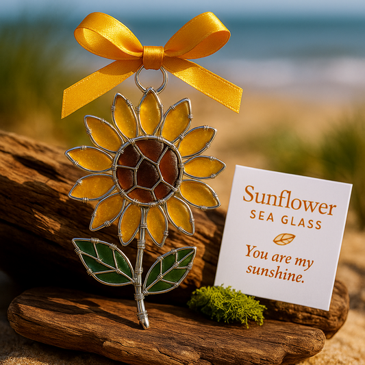 🌻Sunflower Sea Glass Ornament