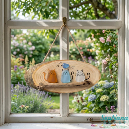 😻😻  Super Cute Sea Glass Cat Wall Hanging 💕✨🐾