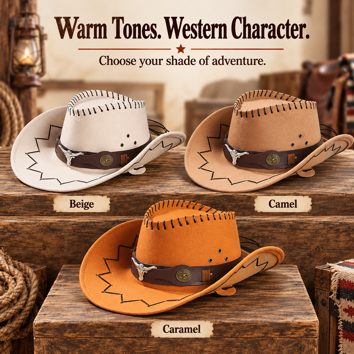 🤠 Longhorn Western Cowboy Hat – For the Spirit That Follows Its Own Trail