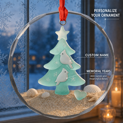 Personalized Memorial Sea Glass Tree Ornament
