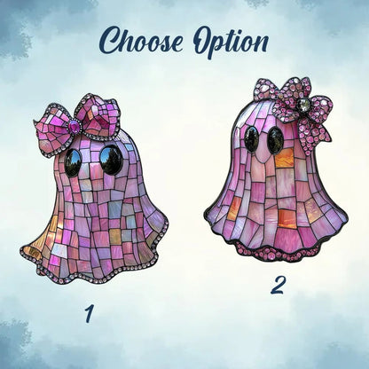 Coquette Pink Ghost Acrylic Suncatcher