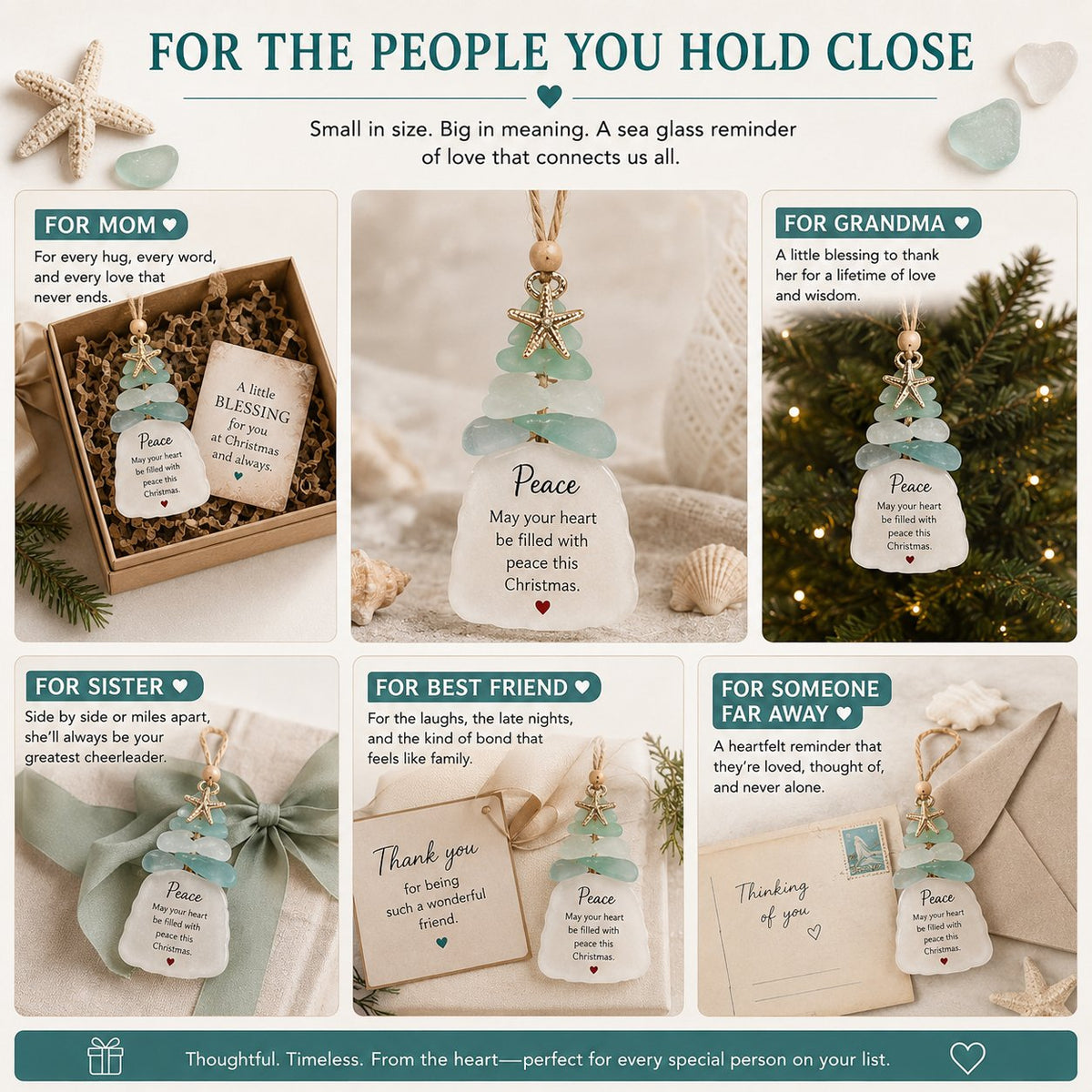 Ocean Blessings Sea Glass Christmas Ornaments