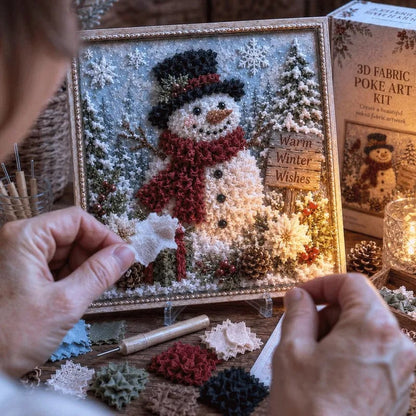 🔥 LAST DAY 50% OFF – 🎄🧵 Premium 3D Christmas Fabric Poke Art Kit | No-Sew Holiday Craft with Pre-Punched Board, Fabric Squares & Display Stand 🎅✨