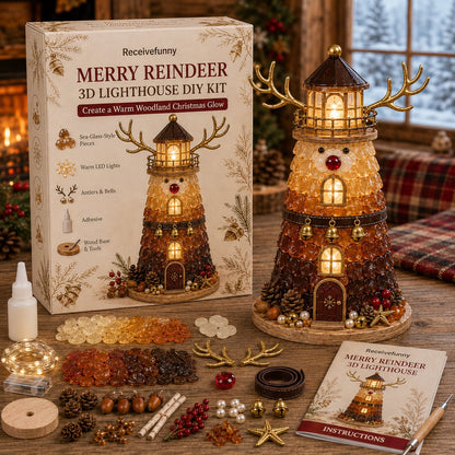 🎅 2026 Christmas Gift 50% Off--🎄Beginner-Friendly DIY Lighted Christmas Character Sea Glass-Style Lighthouse Kit Collection | Complete Kit with Sea Glass-Style Pieces, LED Lights & Step-by-Step Guide Included 💕