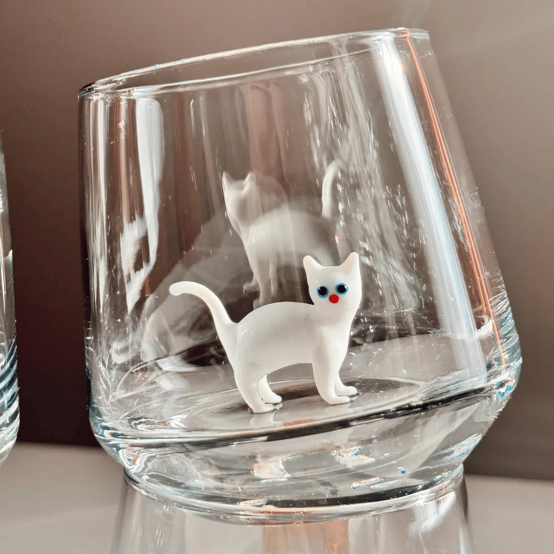 🐱🐱 Handmade Murano Glass Cat Wine Glass