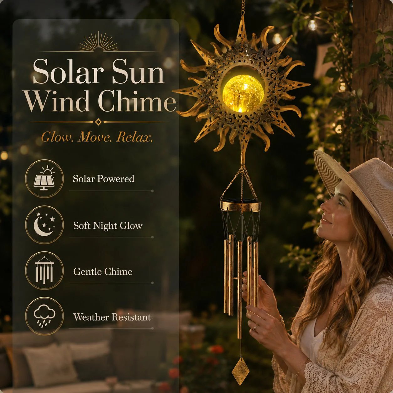 🌙🌙✨ Moon Courtyard Solar Wind Chime