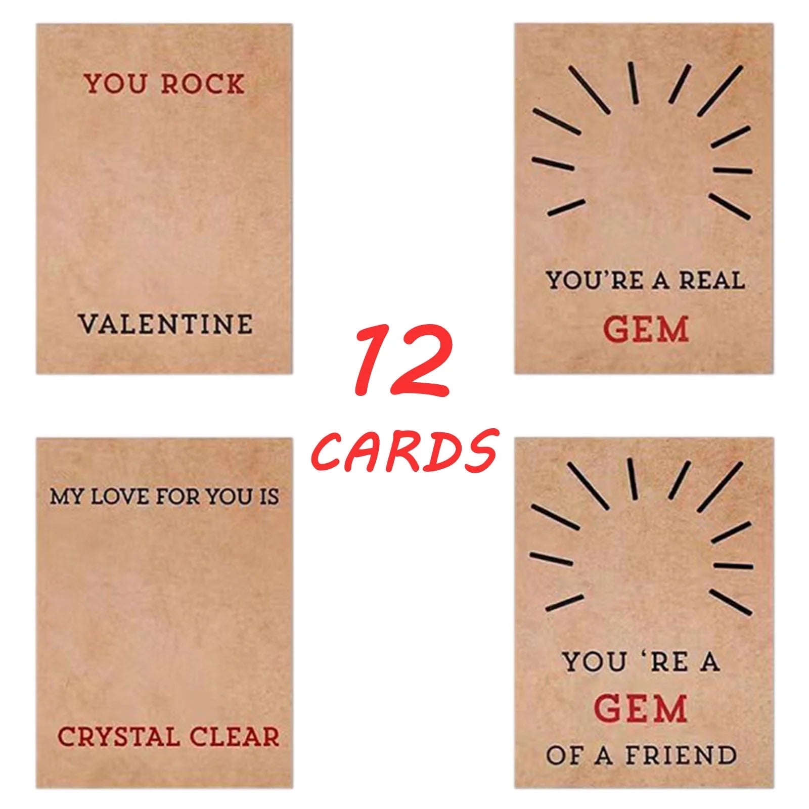 24 Pack Valentines Cards with Heart