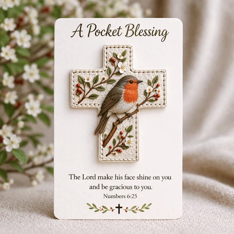 🕊️🕊️ Handmade 3D Bird Pocket Cross -🙏 Genuine Leather Portable Blessing, Includes Scripture Card 💕