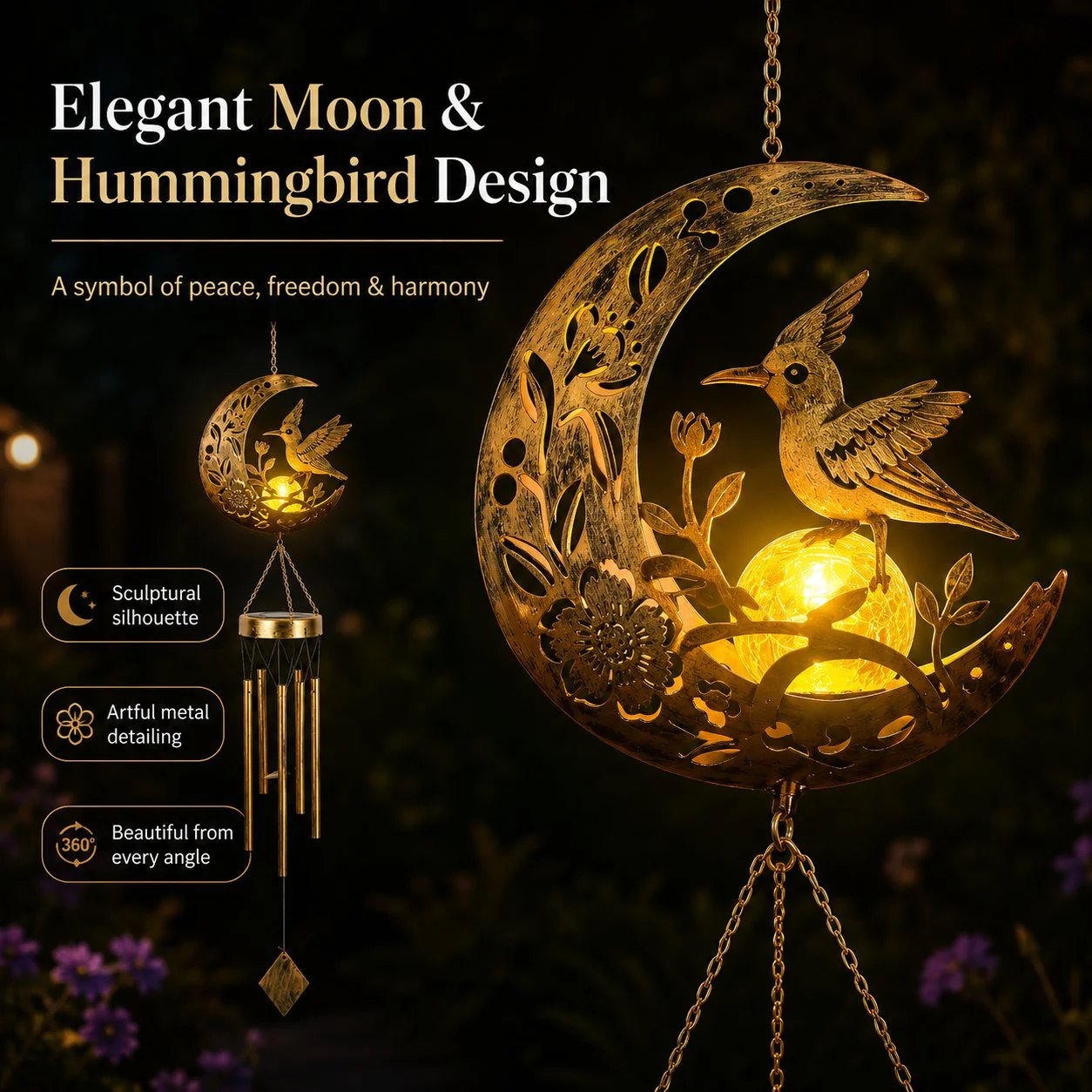 🌙✨ Moon Courtyard Solar Wind Chime