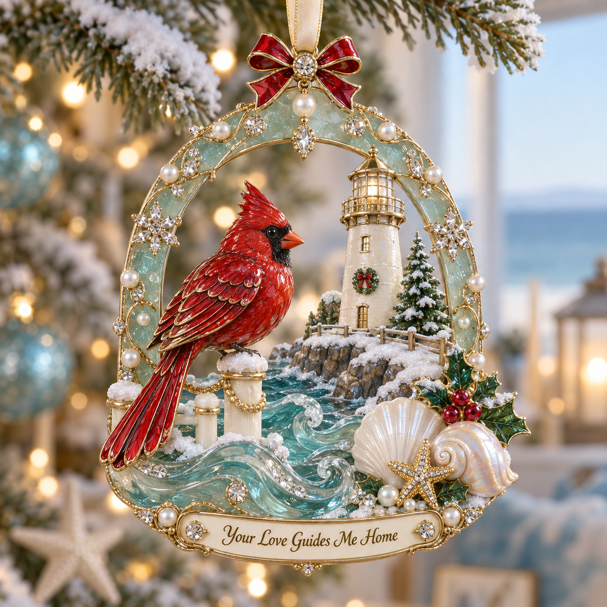 🎅🎅 2026 Christmas Gift 50% Off--Forever Treasured –  Coastal Cardinal Christmas Memorial Ornament Set