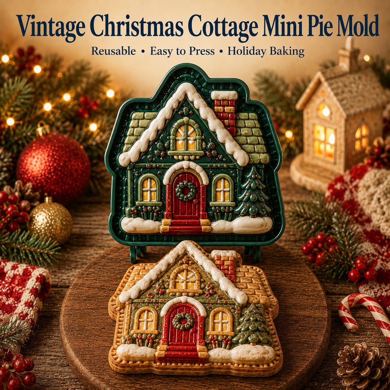 ⏳ Last Day49% OFF – 🎄 9-Design Christmas Mini Pie Mold Collection | Reusable Embossed Molds for Shaping Detailed Santa, Snowman, Reindeer, Tree & Holiday Pies 🥧✨