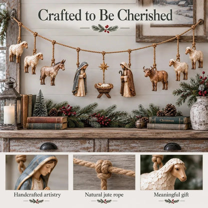 🌹✝️🎄Handcrafted Wooden Nativity Garland(📦Buy 2 Free Shipping)
