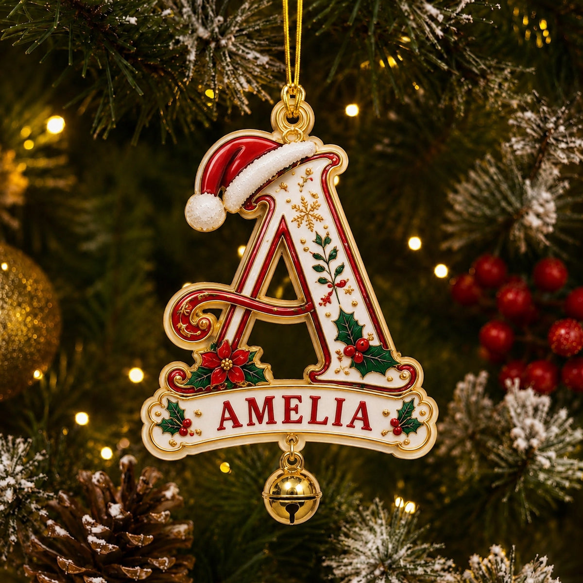 Personalized Christmas Initial Ornament – Custom Name Keepsake