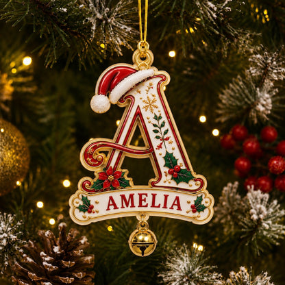 Personalized Christmas Initial Ornament – Custom Name Keepsake