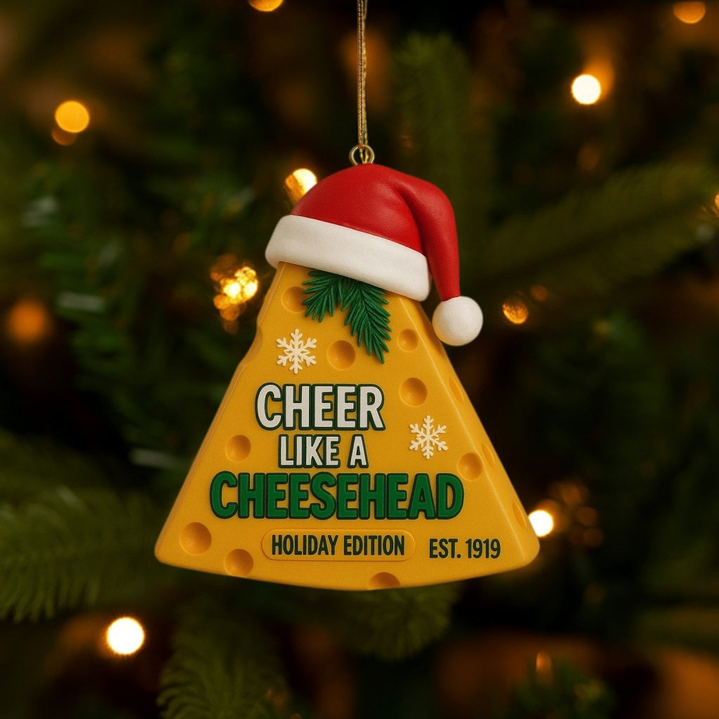 🧀🏈Green Bay Cheesehead Holiday Ornament