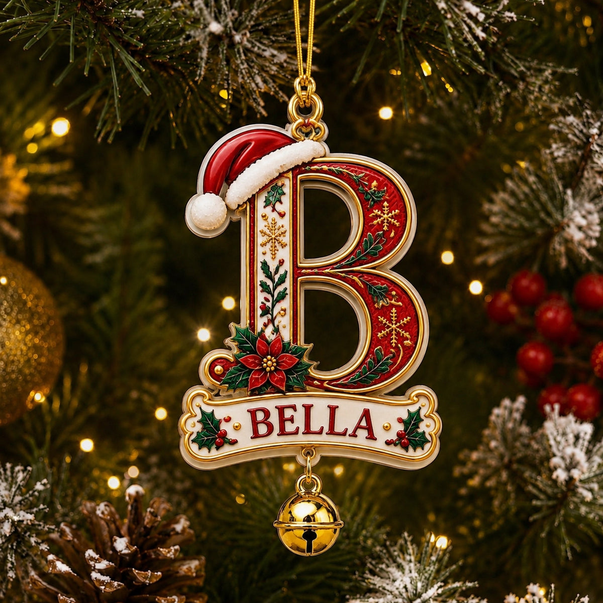 Personalized Christmas Initial Ornament – Custom Name Keepsake