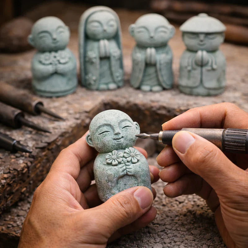 🧘Summer Sale 50% OFF🔥Handcrafted Mini Stone Zen Jizo Statue