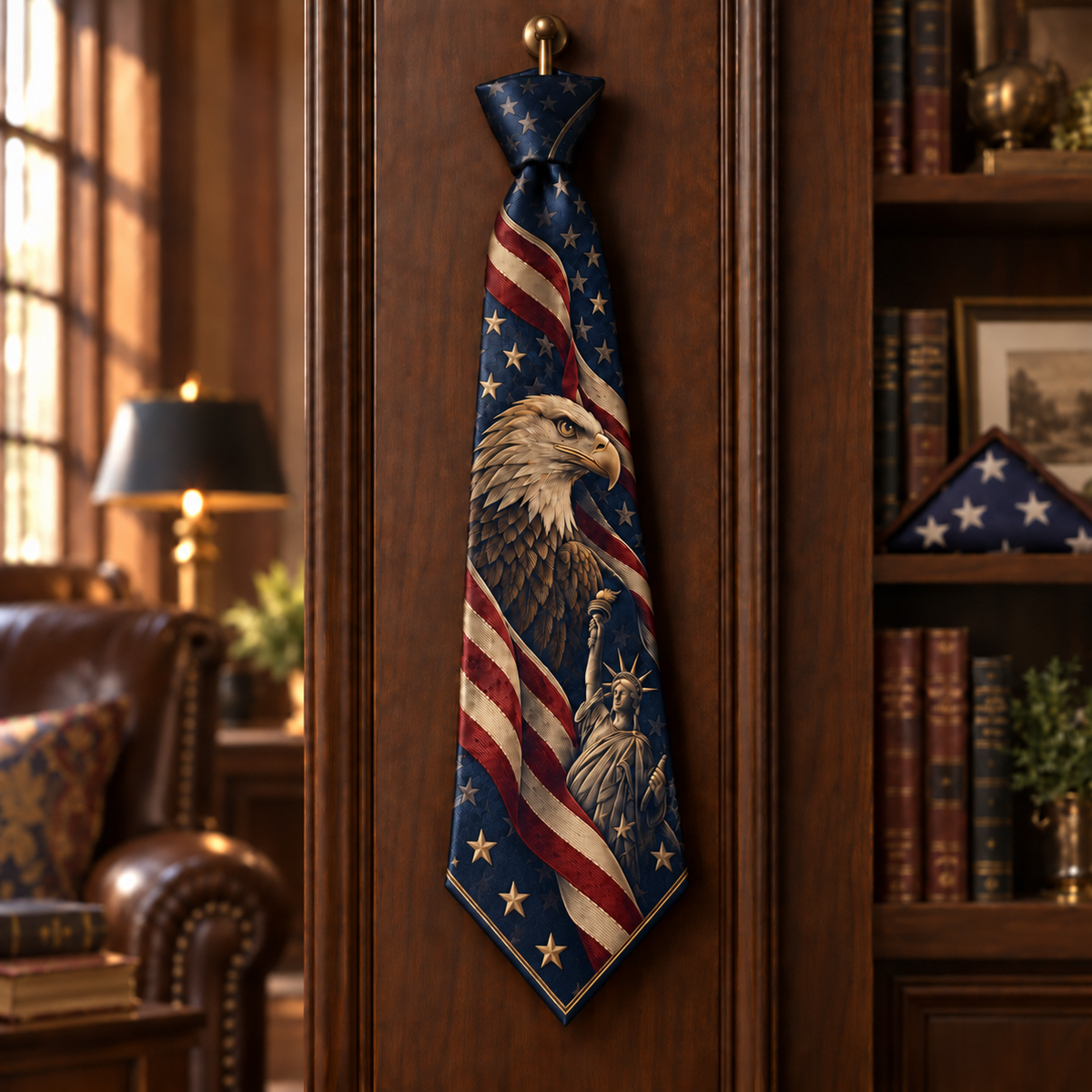 Personalized American Heritage Standard Self-Tie Necktie & Pocket Square Set 🇺🇸🦅
