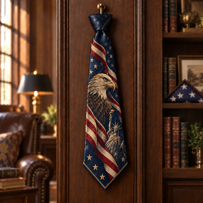 Personalized American Heritage Standard Self-Tie Necktie & Pocket Square Set 🇺🇸🦅