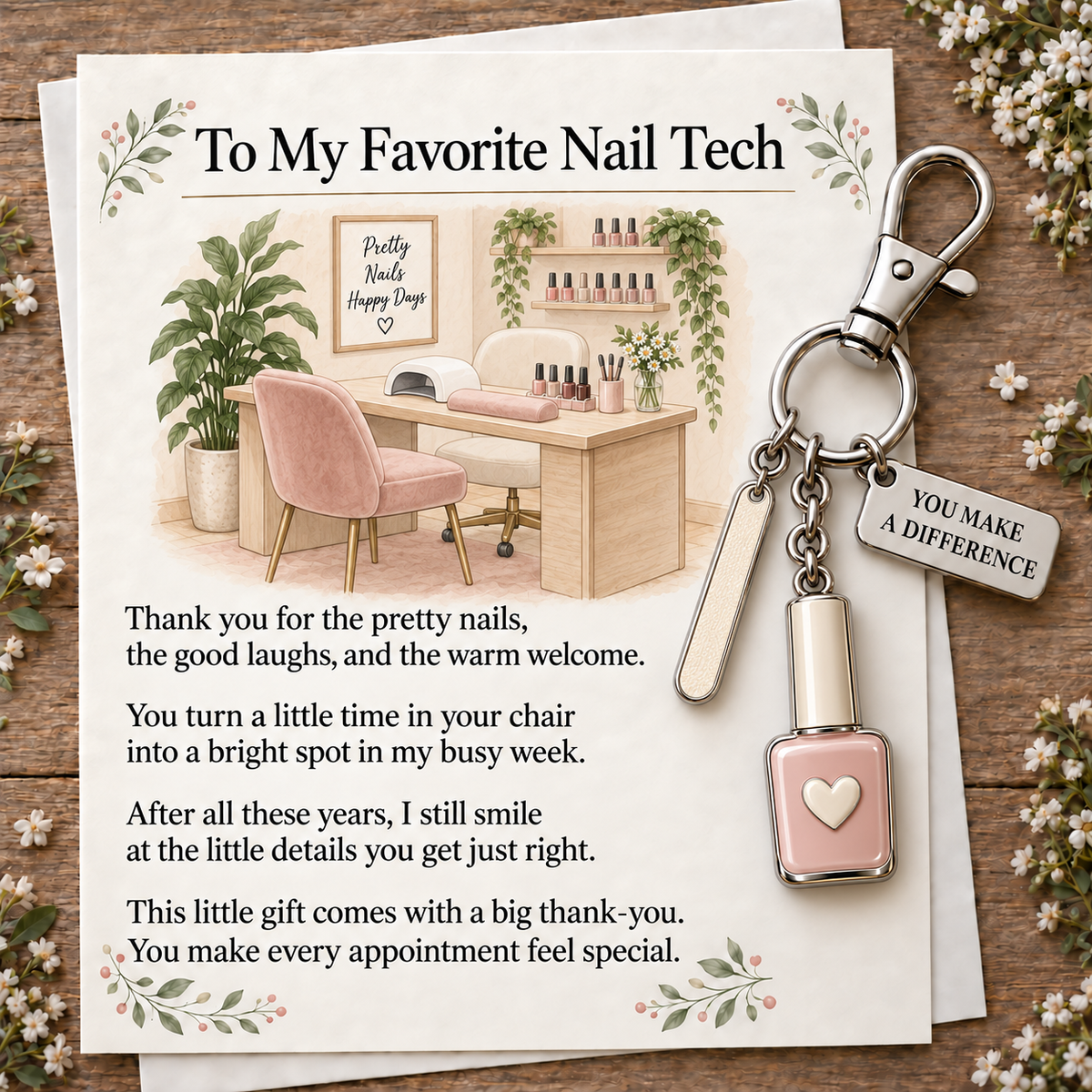 ✨✨ The "You Make a Difference" Appreciation Gift Set – Keychain & Greeting Card ✨